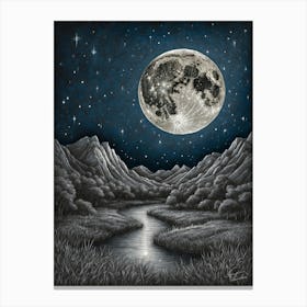 Moonlight Over The River Canvas Print