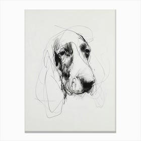 Basset Hound Dog Charcoal Line 2 Canvas Print