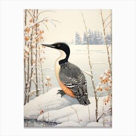 Winter Bird Painting Loon 1 Canvas Print