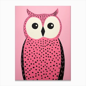 Pink Polka Dot Snowy Owl 2 Canvas Print
