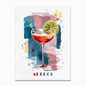 Aperol Coctail Watercolor Painting Canvas Print