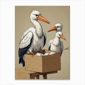 Storks In A Box Canvas Print