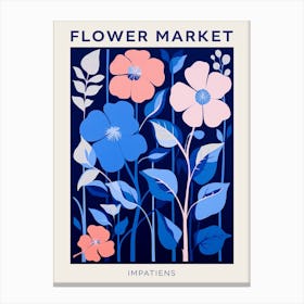 Blue Flower Market Poster Impatiens 1 Canvas Print