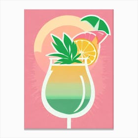 Tequila Sunrise Retro Pink Cocktail Poster Canvas Print
