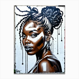 Graffiti Mural Of Beautiful Black Woman 380 Canvas Print