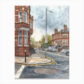 Brent London Borough   Street Watercolour 2 Canvas Print
