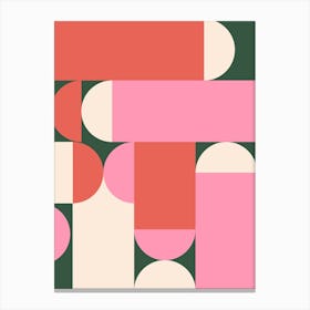 Bold Midcentury Abstract Red Green Pink Canvas Print