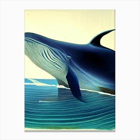Fin Whale Retro Illustration Canvas Print