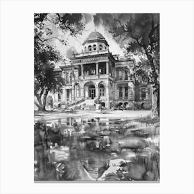 The Bullock Texas State History Museum Austin Texas Black And White Drawing 4 Canvas Print