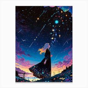 Girl In The Night Sky 1 Canvas Print