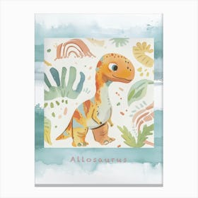 Allosaurus Dinosaur Muted Pastels Pattern 1 Poster Canvas Print