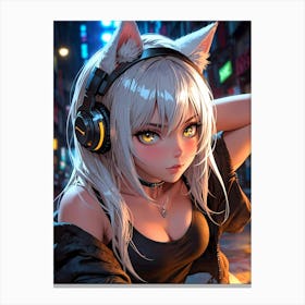 Anime Girl With Headphones 1 Canvas Print