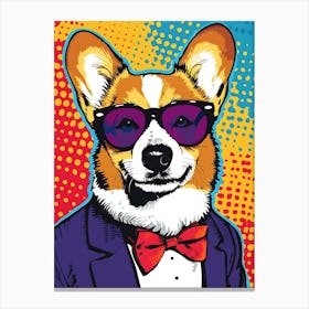 Super Cool Corgi Illustration Pop 8 Canvas Print