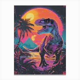 Cyber Dinosaur In The Sunst Canvas Print