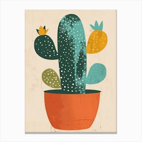 Pincushion Cactus Minimalist Abstract Illustration 3 Canvas Print