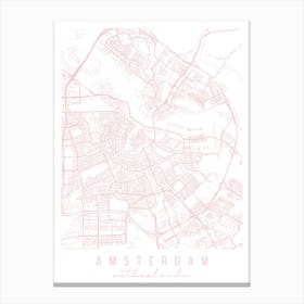 Amsterdam Netherlands Light Pink Minimal Street Map Canvas Print