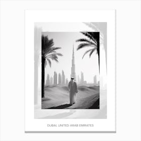 Poster Of Dubai, United Arab Emirates, Black And White Old Photo 1 Canvas Print