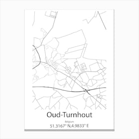 Oud Turnhout,Belgium Minimalist Map Canvas Print