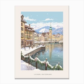 Vintage Winter Poster Lucerne Switzerland 4 Canvas Print