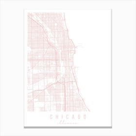 Chicago Illinois Light Pink Minimal Street Map Canvas Print