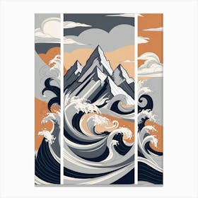 Ocean Waves And Mountains Canvas Print