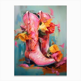 Cowgirl Boots With Flowers Girly Dorm Print Canvas Print