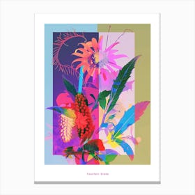 Fountain Grass 4 Neon Flower Collage Poster Canvas Print