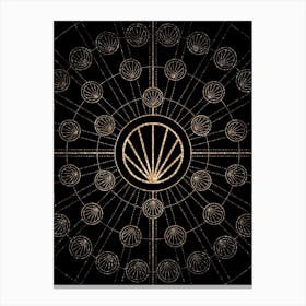 Geometric Glyph Abstract Radial Array in Glitter Gold on Black n.0479 Canvas Print