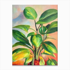 Philodendron 3 Impressionist Painting Plant Canvas Print