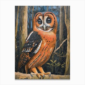 African Wood Owl Relief Illustration 3 Canvas Print