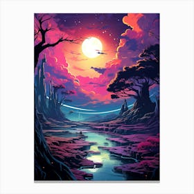 Landscape In The Night Sky Canvas Print