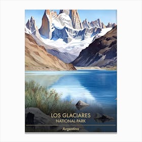 Los Glaciares National Park Argentina Patagonia Watercolour 3 Canvas Print