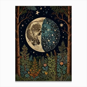 Moon In The Woods Style William Morris 1 Art Print Canvas Print