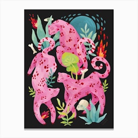 Three Pink Leopards Canvas Print