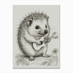 Hedgehog Playing Guitar 9 Canvas Print