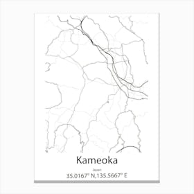 Kameoka,Japan Minimalist Map Canvas Print