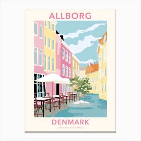 Allborg, Denmark, Flat Pastels Tones Illustration 3 Poster Canvas Print