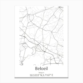 Beloeil,Belgium Minimalist Map Canvas Print