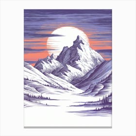 Snowy Mountain Landscape Canvas Print