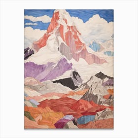 Cho Oyu Nepal 4 Colourful Mountain Illustration Canvas Print