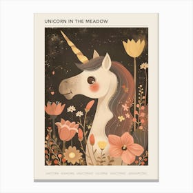 Unicorn In The Meadow Muted Pastels 3 Poster Canvas Print