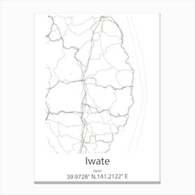 Iwate,Japan Minimalist Map Canvas Print