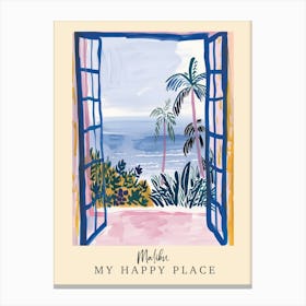 My Happy Place Malibu 1 Travel Poster Canvas Print