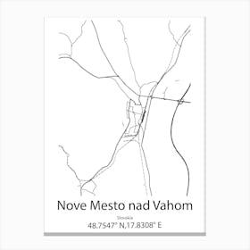 Nove Mesto Nad Vahom,Slovakia Minimalist Map Canvas Print