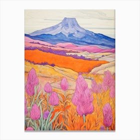 Popocatepetl Mexico 1 Colourful Mountain Illustration Canvas Print