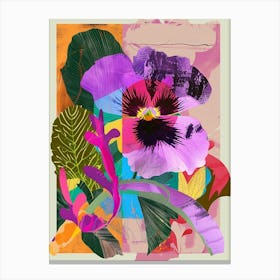 Pansy 3 Neon Flower Collage Canvas Print