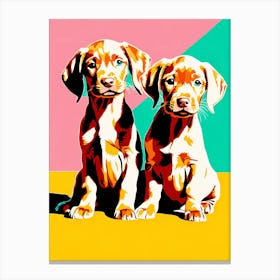 Vizsla Pups, This Contemporary art brings POP Art and Flat Vector Art Together, Colorful Art, Animal Art, Home Decor, Kids Room Decor, Puppy Bank - 129th Canvas Print