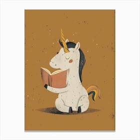 Unicorn Reading A Book Muted Pastels 3 Canvas Print