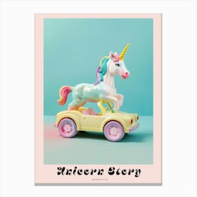 Toy Unicorn In A Toy Car 2 Poster Canvas Print