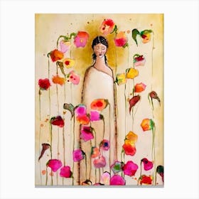 Girl and Poppies Canvas Print